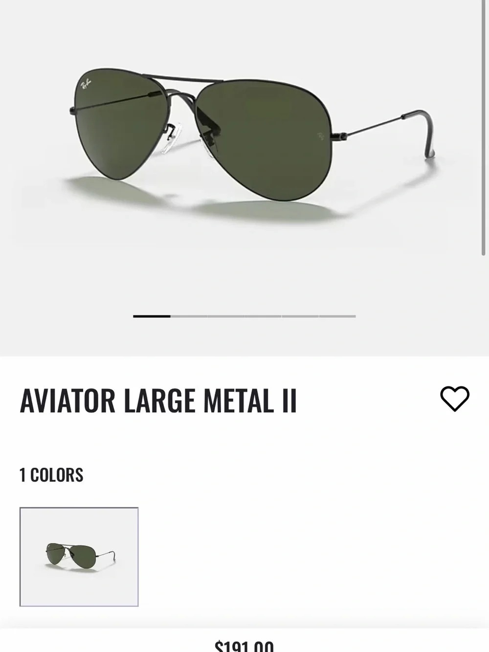 Ray-Ban Black Aviator Large Metal Sunglasses
